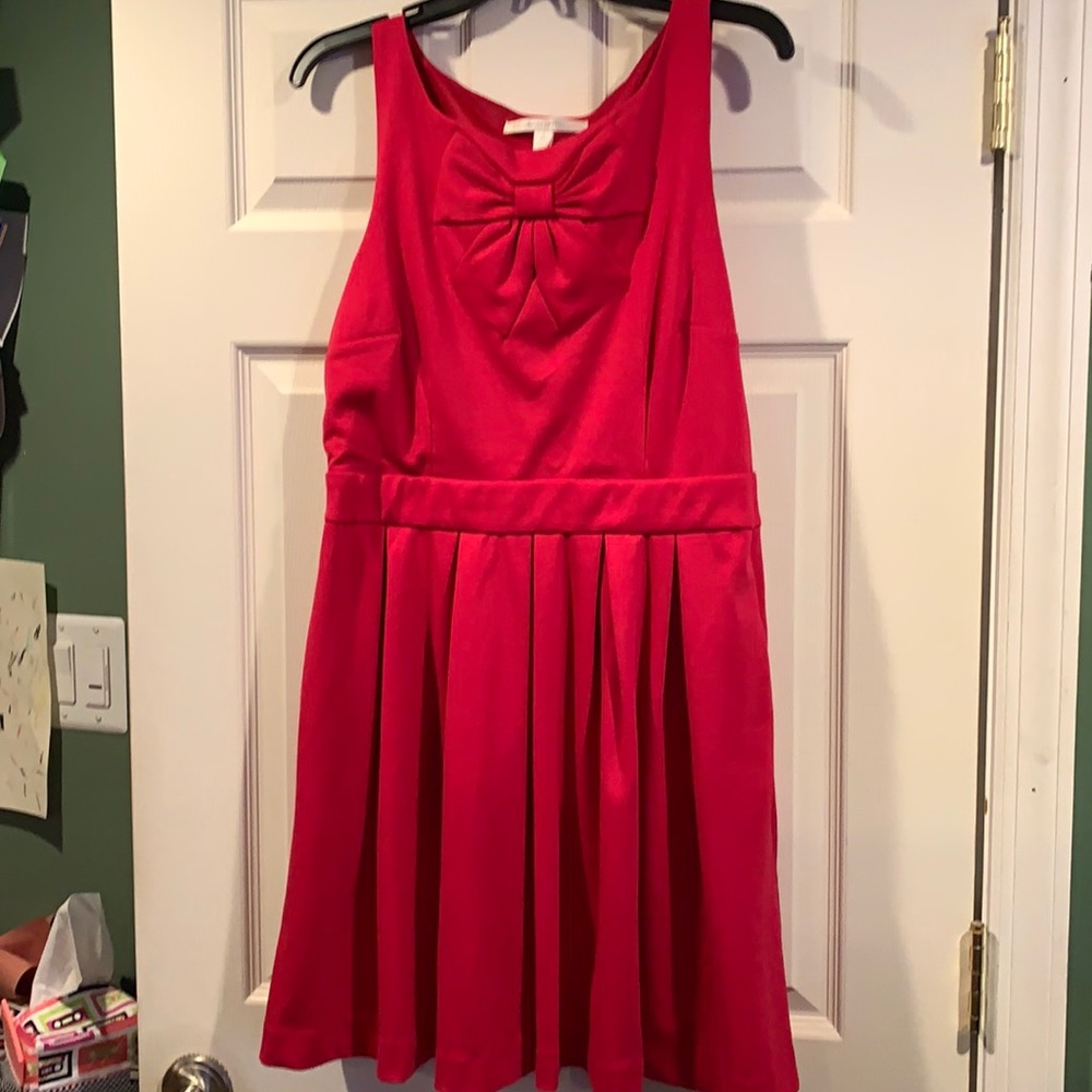 Fuchsia dress with mock bow